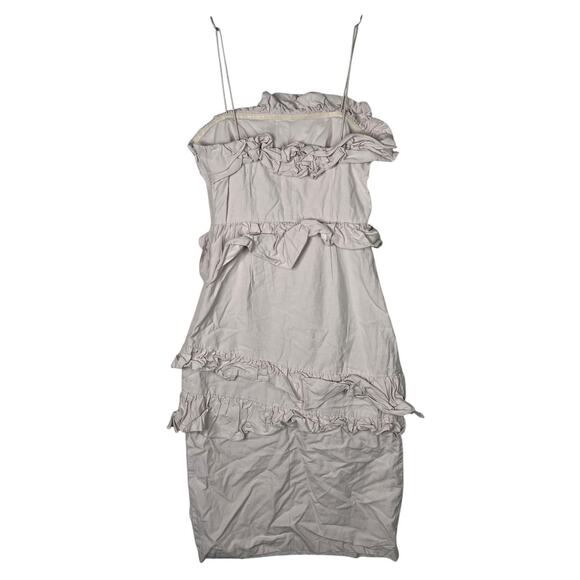 Brock Collection x H&M Pink Ruffle Dress Linen Blend Asymmetrical Ruffles Small - Picture 3 of 6